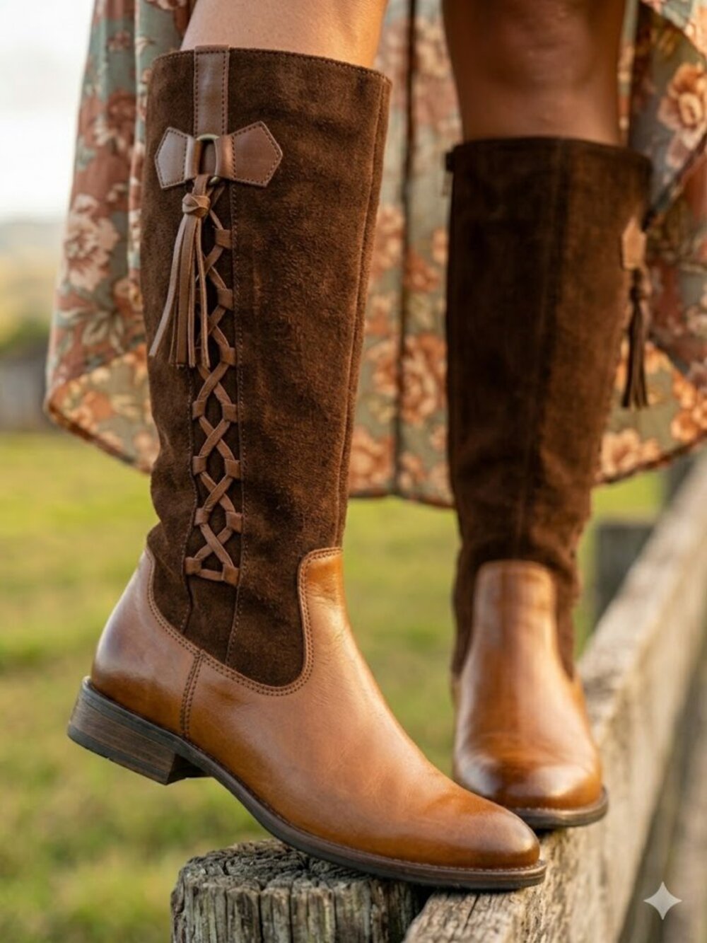 Born Tall Brown Leather Riding Boots Women’s 7M Knee High Boho Equestrian Boots